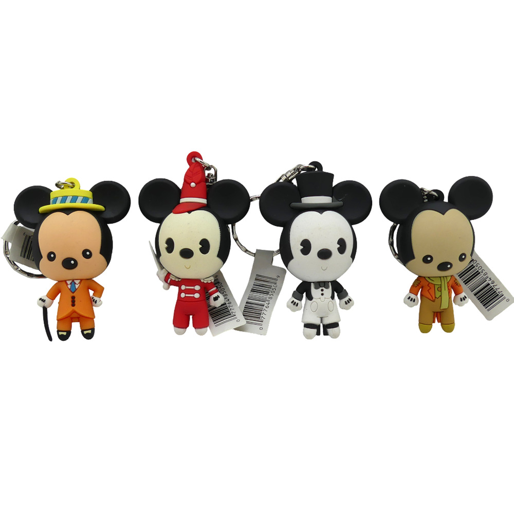 Lot of 4 Disney Mickey Mouse Costume Keychains by M.I.I. Key Rings Collectible